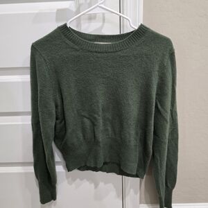 J. Crew Cropped Women's Forest Green Crewneck Sweater